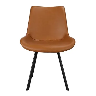 Deri Görünümlü Yemek Sandalyesi Kahverengi